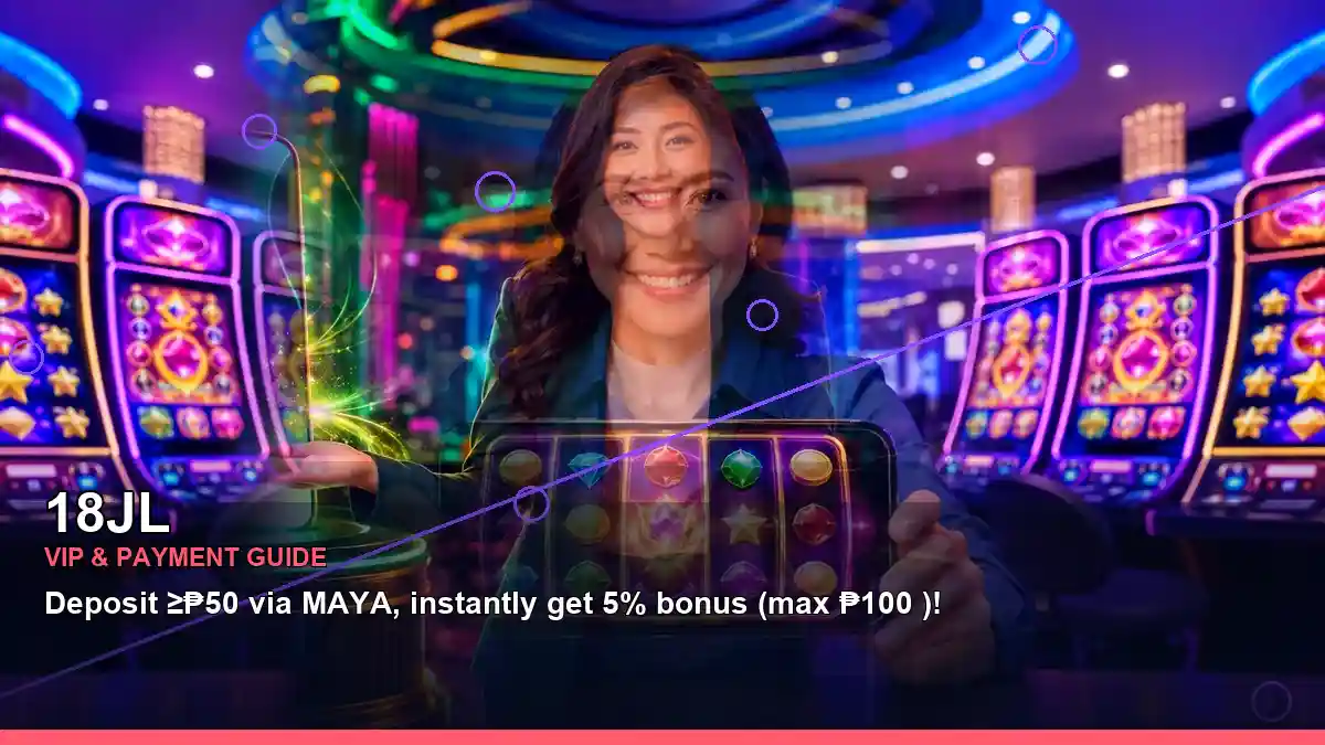18JL payment information for Philippine users with centred burst free spins and slot game visuals