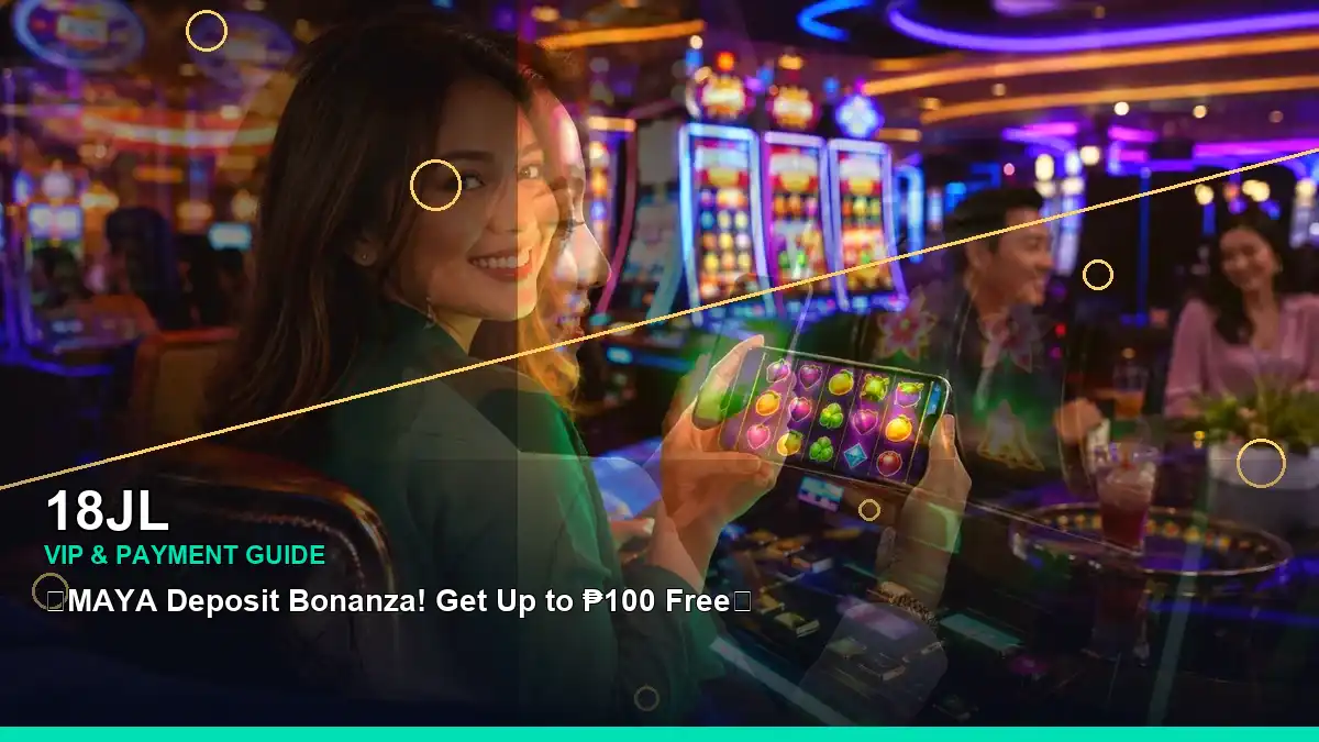 18JL VIP casino rewards with an adult Filipina casino host in a left-diagonal composition